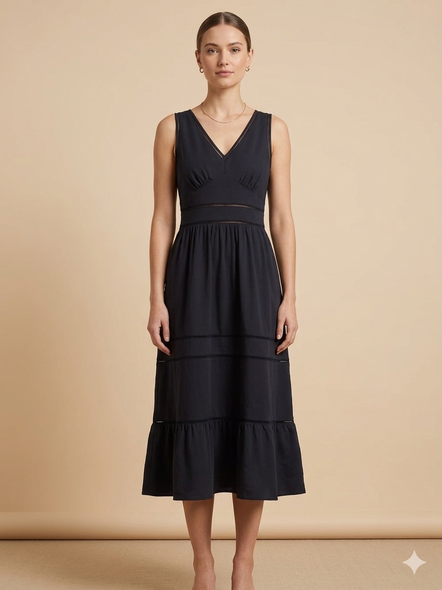 Lands' End Embellished Trim Maxi Dress